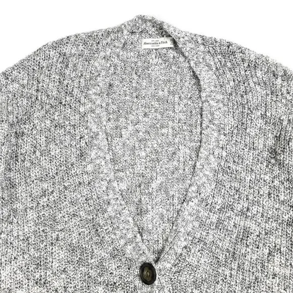 ABERCROMBIE Oversized Button Down Grandpa Cardigan Sweater Marled Gray Womens - Picture 4 of 10